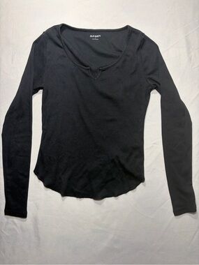 Old Navy Black Long Sleeve Scoop Neck Slim Top